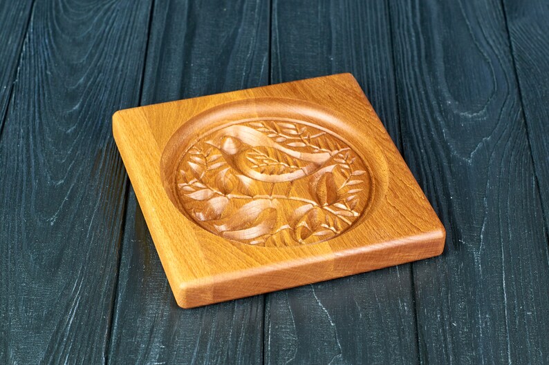 Wooden carved gingerbread cookie mold .Wood cookie cutter