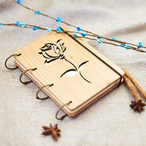 Wooden Notebook Rose Notebook Personalized Gift Personalized JournalNotebook Engraved Notebook Personalized Notebook Custom Sketchbook Cover