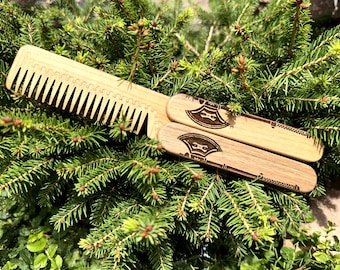 Wooden beard comb Viking axe. Beard comb, personalized engraving