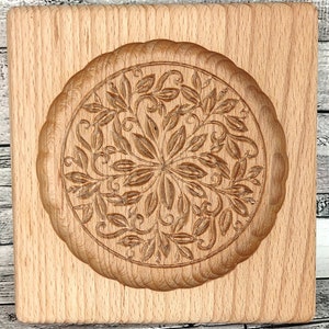 Gingerbread mold pattern carved. Pattern # 9 Petals. Wooden cookie cutter. Baking Springerle stamp