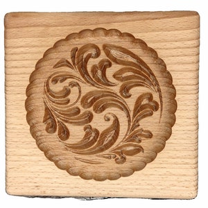 Gingerbread mold pattern carved.Pattern #6 Сurls . Wooden cookie cutter. Baking Springerle stamp