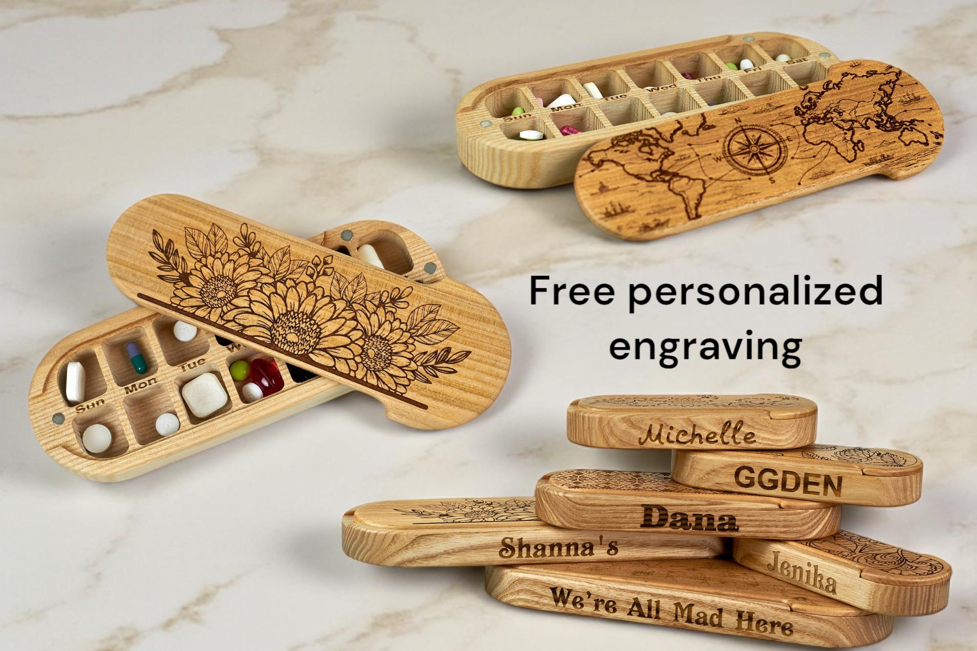 thumbnail image 2 of Silver Engraved Purse Pill Box - Medication Travel Pill Case Or Mint Box Personalized With Name 2 of 12