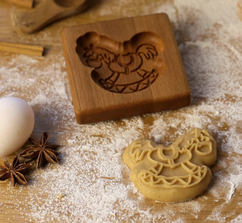 speculaas Baking mold for cookies kashigata mold Christmas Gift Wooden stamp springerle gingerbread or honey cake Horse