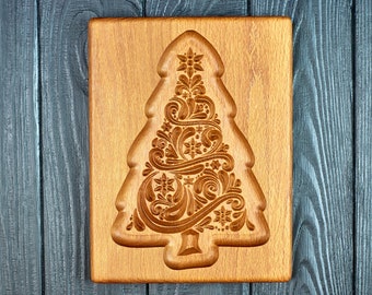 Christmas tree Wooden cookie mold. Home Baking Gingerbread Mold. Kitchen-Wall Decor,Baking Utensil