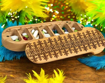 7 day empty pill box Folk-2 , rectangular pill box, pill container, pill box, pill frame, weekly pill box