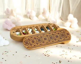 7 day empty pill box Folk-6 , rectangular pill box, pill container, pill box, pill frame, weekly pill box