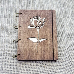 Notebook Plywood Notebook Wooden Notebook Rose Cover Personalized Gift  Personalized Journal Wedding Guest Book A5 Notebook Cover Sketchbook