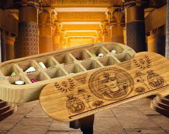 Custom Wooden Pill Box with Engraving - 14 Compartments, Magnetic Lid Egypt