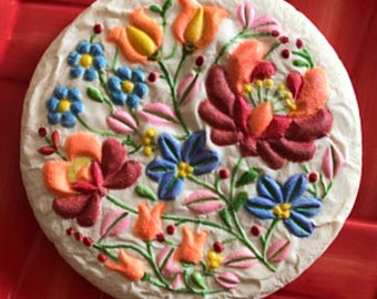 Flowers. Carved wooden gingerbread mold. Springerle baking cookie stamp