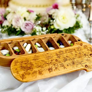 Weekly pill organizer,Flora pill box 7 day, wooden pill box, сustom eco pill case, pill case, vitamin organizer