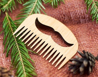 Mustache Comb Beard Comb Wooden Comb Wooden Hair Comb Boyfriend Gift  Groomsmen Gifts Boyfriend Birthday Gift Engraved Comb