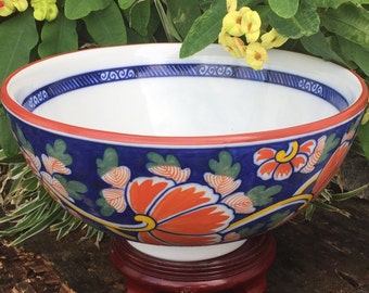 HUGE! Delft Punchbowl Delfts Polychroom 花王 Kaou 牡丹 Botan Pioen Peony Blossom Winterthur Museum Collection Lambeth Large Fruit Bowl *Free SH