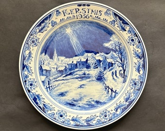 Royal Delft 1956 Christmas Plate "Star of Bethlehem" 10" Delfts Blauw Kerstmis Bord Schotel Wall Plaque Art Charger Dish De Porceleyne Fles