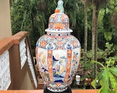 1800 39 s Huge Delft Ginger Jar Vase Large Chinois Delfts Polychroom 凰 Phoenix 花王 Kaou Pioen Peony Deksel Vaas Taihu Stone Urn Lion Finial Jug