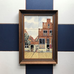 Delft Polychrome 6 Tile Tableau Delfts Polychroom Johannes Vermeer&#39;s &#39;&#39;Het Straatje&#39;&#39; The Little Street Cityscape Tegeltableau Framed Tegels