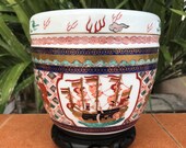 Imari Nanban 紅毛 Koumou Red Hair Dutch Cache Pot Black Ships Planter 南蛮 quot Southern Barbarian quot aka quot Western quot Artform Flowerpot Urn Vase Japan