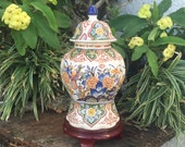 1800 39 s Old Delft Ginger Jar Rare Parrots Lyrebird Large Delfts Polychroom Chinois Gemberpot Deksel Vaas Vase Urn Jug Netherlands Free SH
