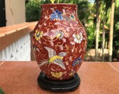 1800 39 s Koransha Imari Vase 赤地金襴手 Akaji Kinrande Vaas 鳳凰 Phoenix Bird Jar 花王 Kaou Pioen Peony Blossoms Jug Porcelain Urn Japan Free SH