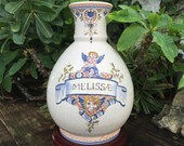 Huge Faience Apothecary Jar MELISSÆ and Angels Vase Large Delfts Polychroom Melissa Vaas Lemon Bee Common Sweet Balm Canister Jug Free S H