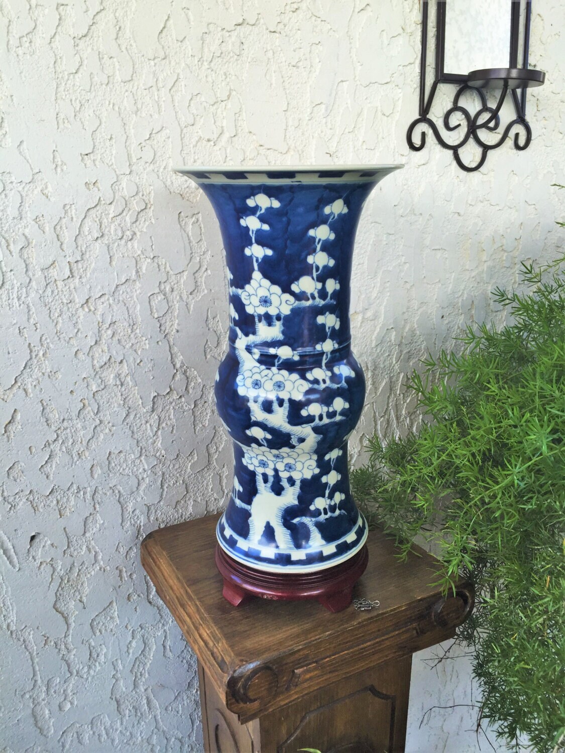 HUGE! Kangxi Yen-Yen Vase Prunus 14.5" Large Chinese Hawthorne Floral Trumpet Baluster Vaas Urn Grand Vase de Chine China 1800s *Free S&H