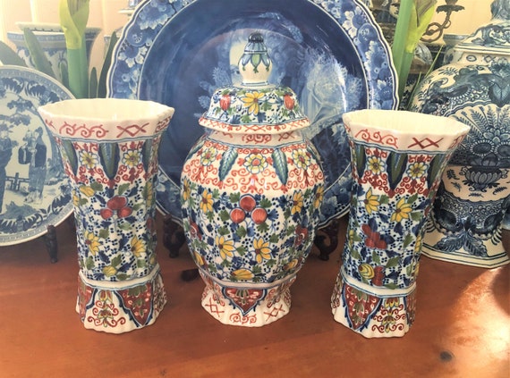 Buy Makkum Tichelaar Large Delft Polychrome 3 Ginger Jar Vase 