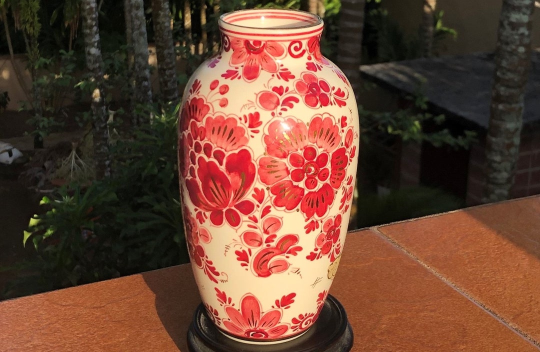 Regina Delft Red Vase #2 Delfts Rood Chinois Vaas 花王 Kaou Pioen