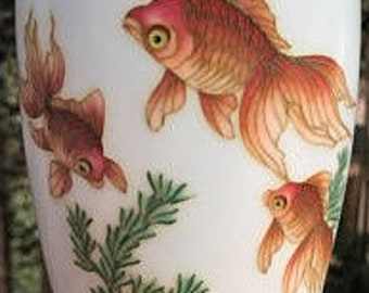 漆器 Shikki Black Lacquer Ware Fancy Goldfish Silver Handle