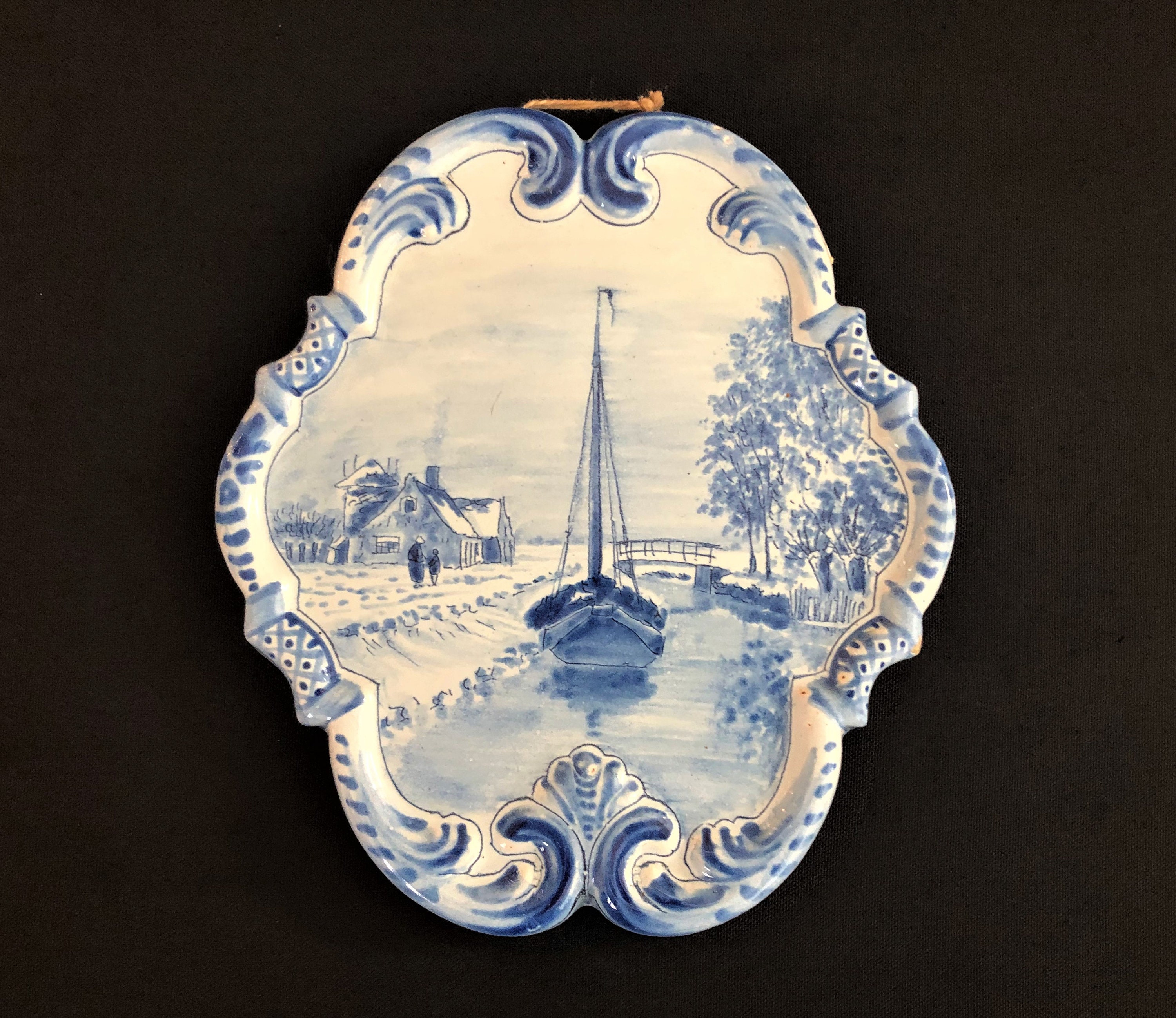1800's Makkum Tichelaar Delft Wall Art Plaque Farm Hay