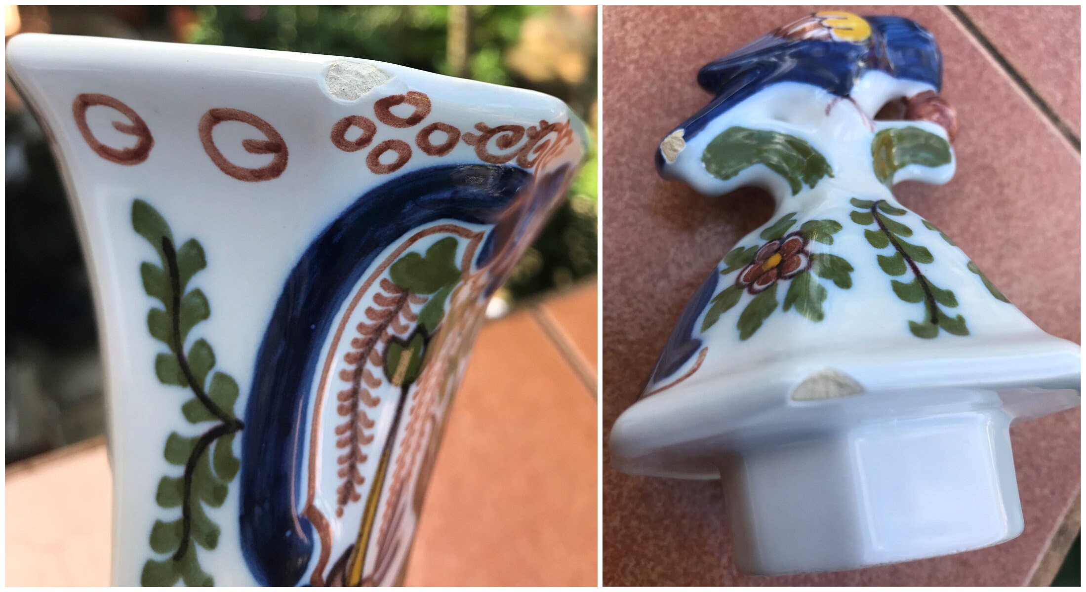Makkum Tichelaar Four Vase Garniture Delft Polychrome 仏桑花 Red