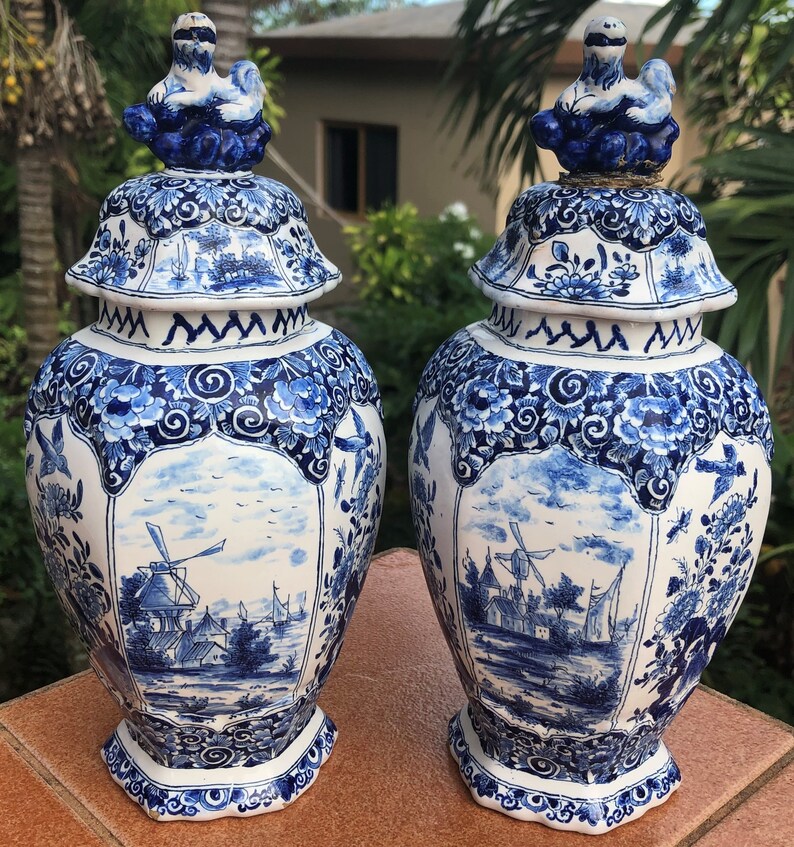 1700's Antique Old Delft Ginger Jar Vase Delfts Blauw Etsy