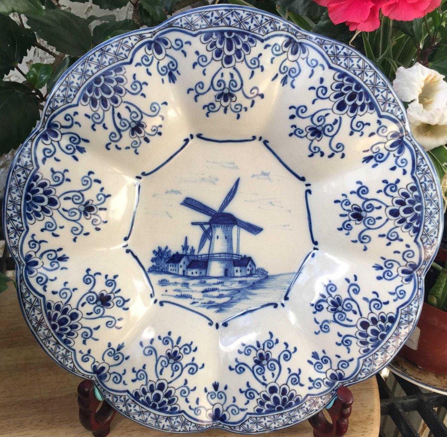1800's Fourmaintraux Courquin Delft Jardiniere Candlestick