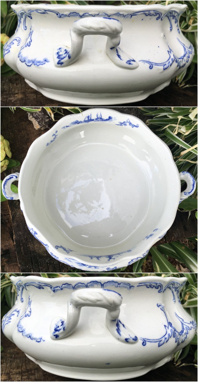 Ridgways Large Delft Tureen Delfts Blauw Soepterrine Molen Etsy