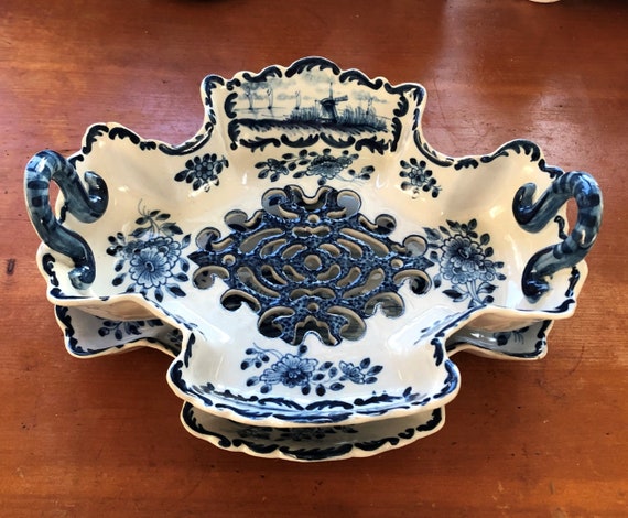 工芸品 Makkum Delft PERFECT tinglazed blue & white Makkum Tichelaar delft plate