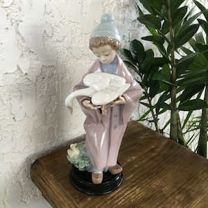 Lladro 6101 &quot;Follow Us&quot; Boy Goose Gosling &quot;Klompen&quot; - Wooden Shoes MINT Retired Discontinued Porcelain Figurine Statue Spain *Free S&H