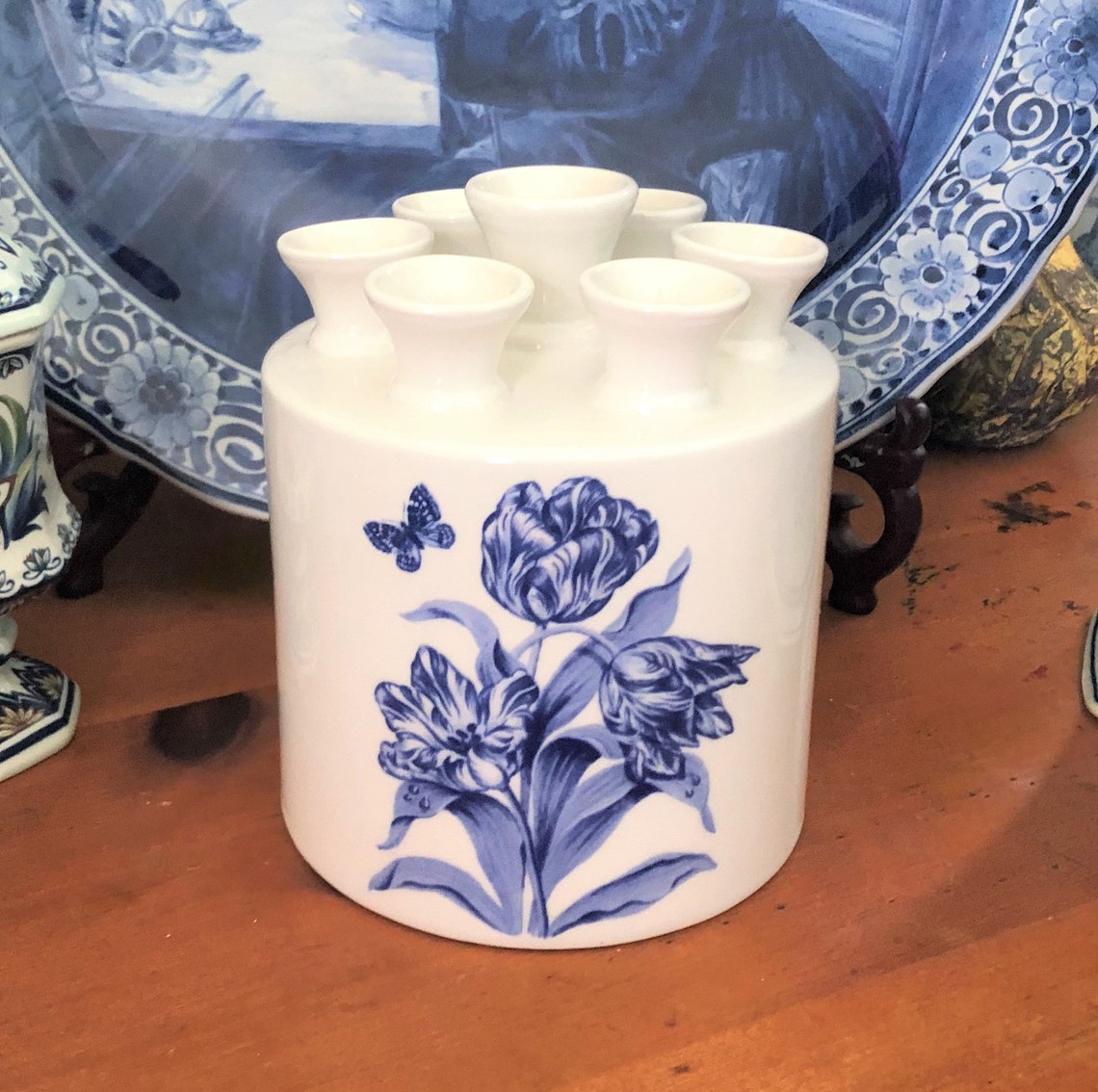 Delft Tulipiere 7 Neck Vase Delfts Blauw Tulpenvaas Tulip Etsy
