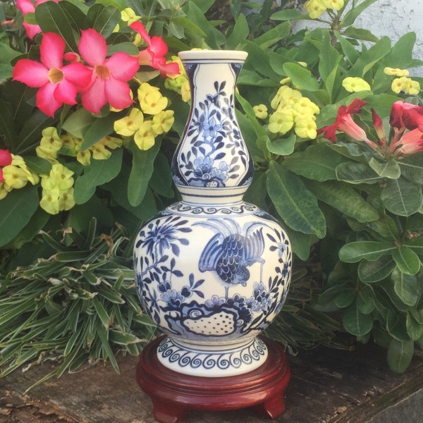 Samson "Porceleyne Bijl Axe" Delft Double Gourd Vase Old Delfts Blauw Lyrebird Vaas 花王 Kaou Peony Pioen Blossom Jug Jar Urn?