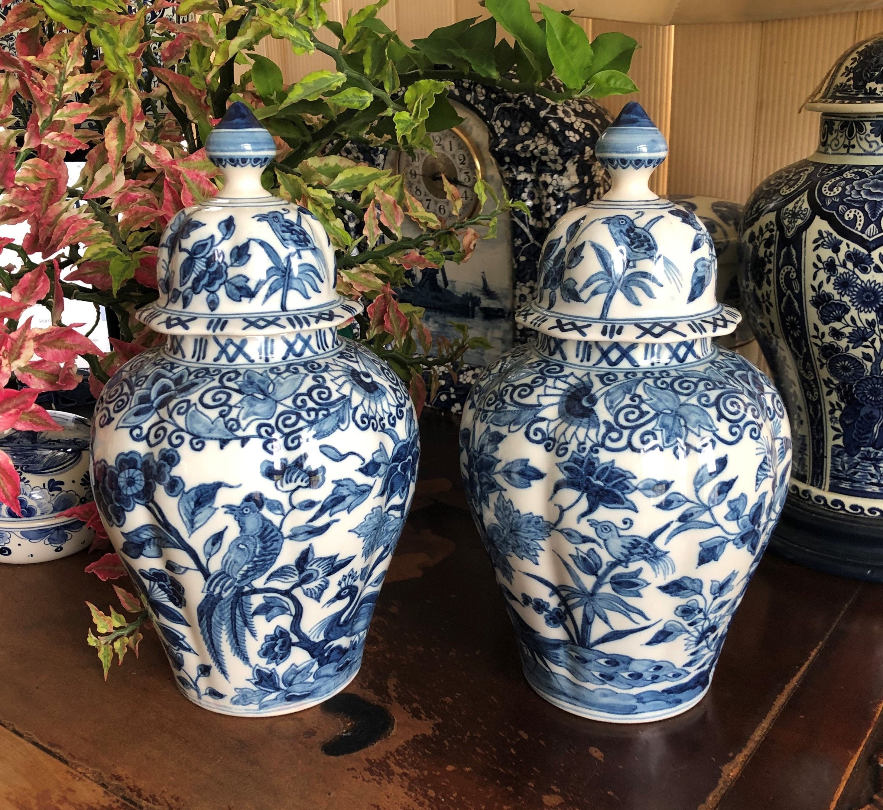 Beschrijvend Aanzetten kiezen Makkum Tichelaar Two Delft Blue Ginger Jar Vases Delfts Blauw - Etsy