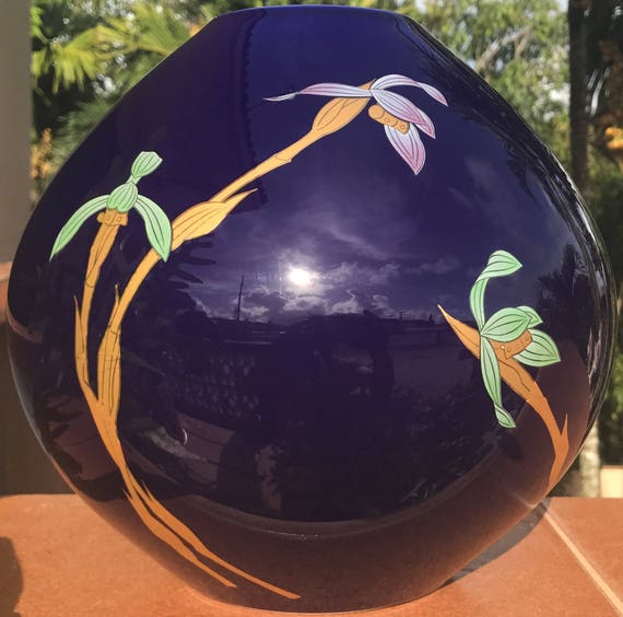Koransha Cobalt Blue Vase Gold 春蘭 しゅんらん Shunran Noble