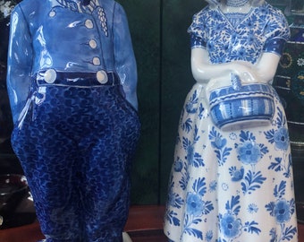 ヴィンテージロイヤルデルフト 大型フィギュリン ファーマーと妻