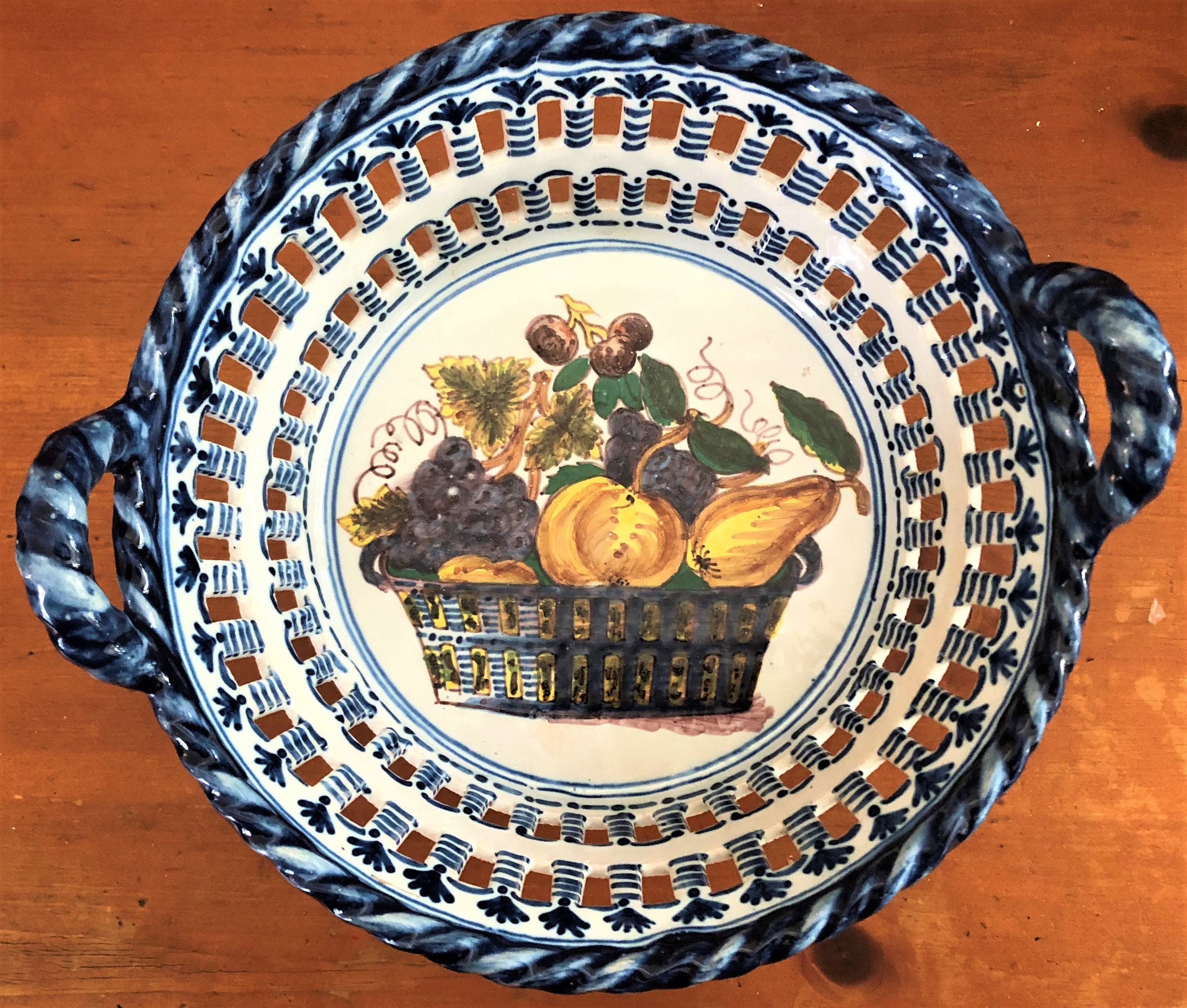 LARGE! Makkum Tichelaar Delft Strainer Delfts Blauw Fruittest 花王
