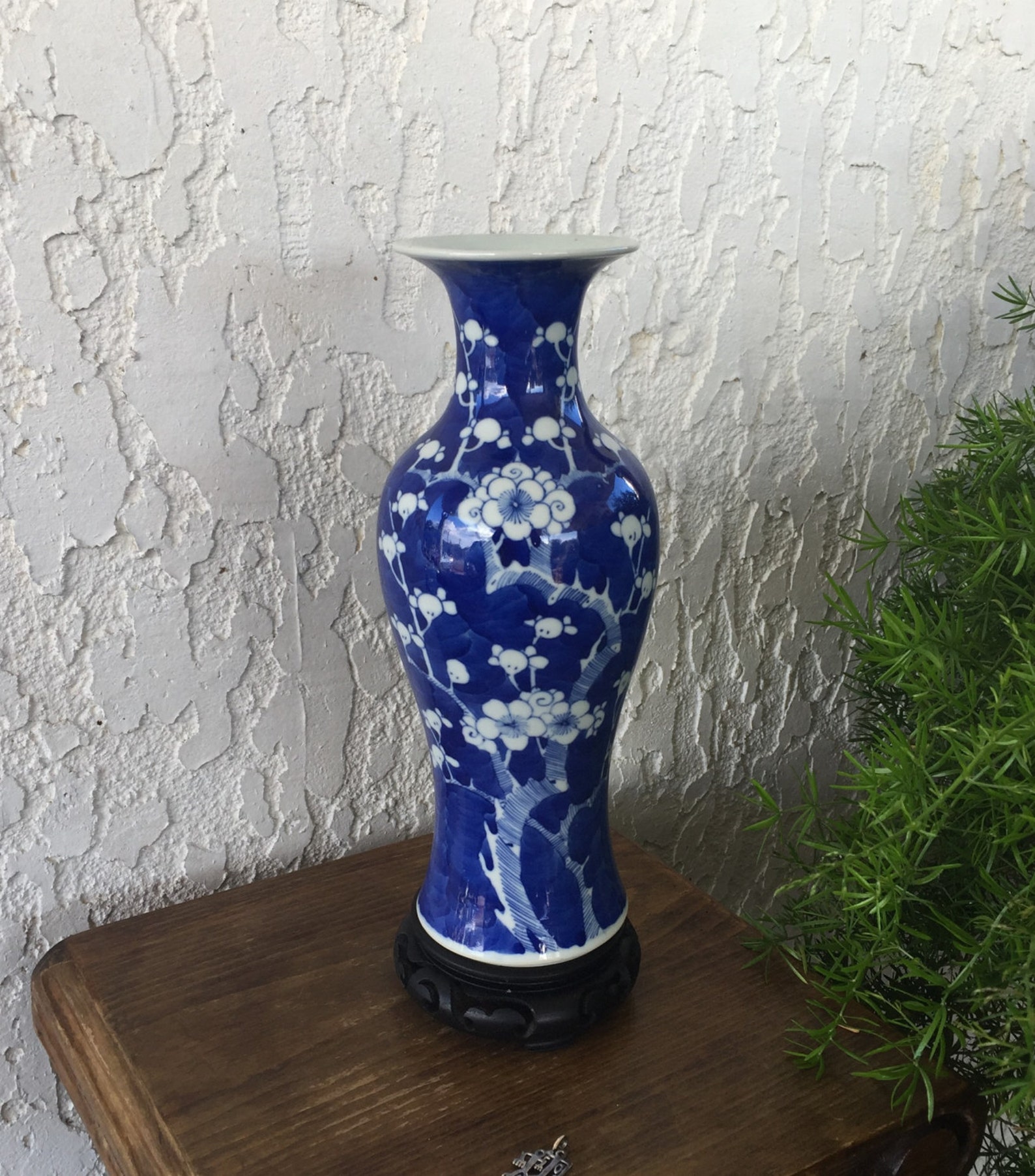 Kangxi Vase Large Cobalt Blue Chinese Prunus Hawthorn Baluster Etsy