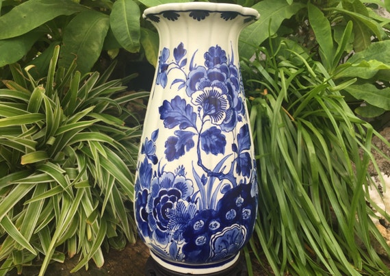 1922 Royal Vase Delfts Blauw Vaas Chinois Floral Jar 花王 -