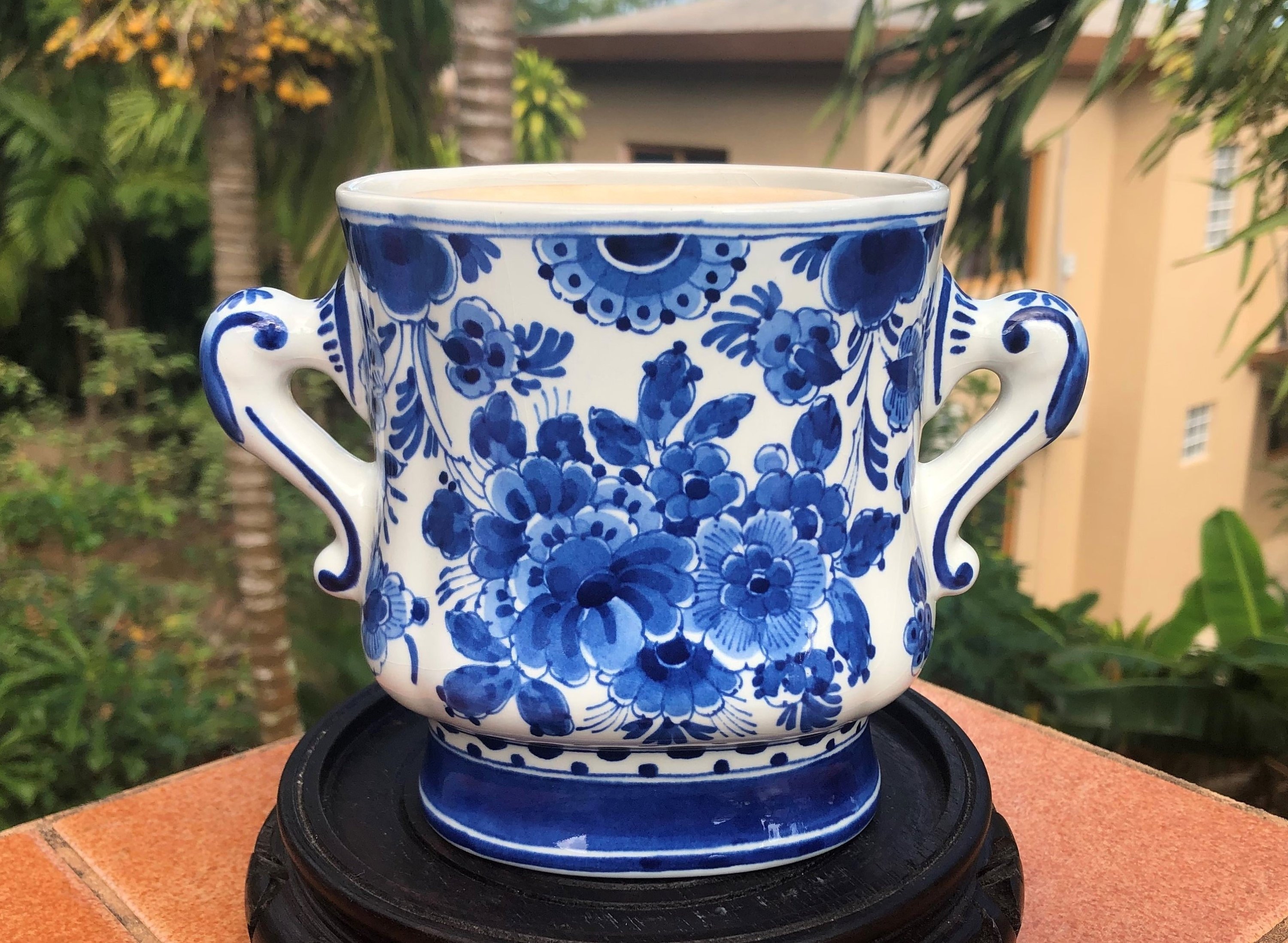 1972 Royal Delft Vase Delfts Blauw Bloempot 花王 Kaou Pioen Peony