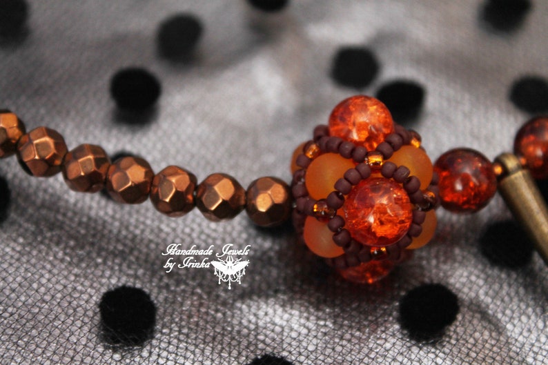 bronze Necklace Choker Brown and orange