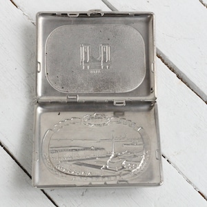 Vintage Soviet Cigarette Case LENINGRAD Old Cigarette holder Business Card holder Antique Russian Cigarette box Silver tone case box image 3