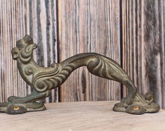 Vintage brass door handle Handle lion shape Retro door knobs Figured door handle Figure of a lion dragon knob Door Pull Vintage home decor