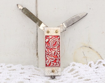 Vintage Manicure Penknife Knife Necklace Women's Knife Manicure Multi Tool Antique Pocket Knife Rare knife pendant Ladies penknife