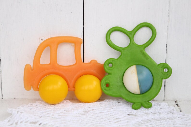 Soveit Rattle Set of 2 Vintage Soviet Plastic Toys Retro Baby Rattle Rare Celluloid ...