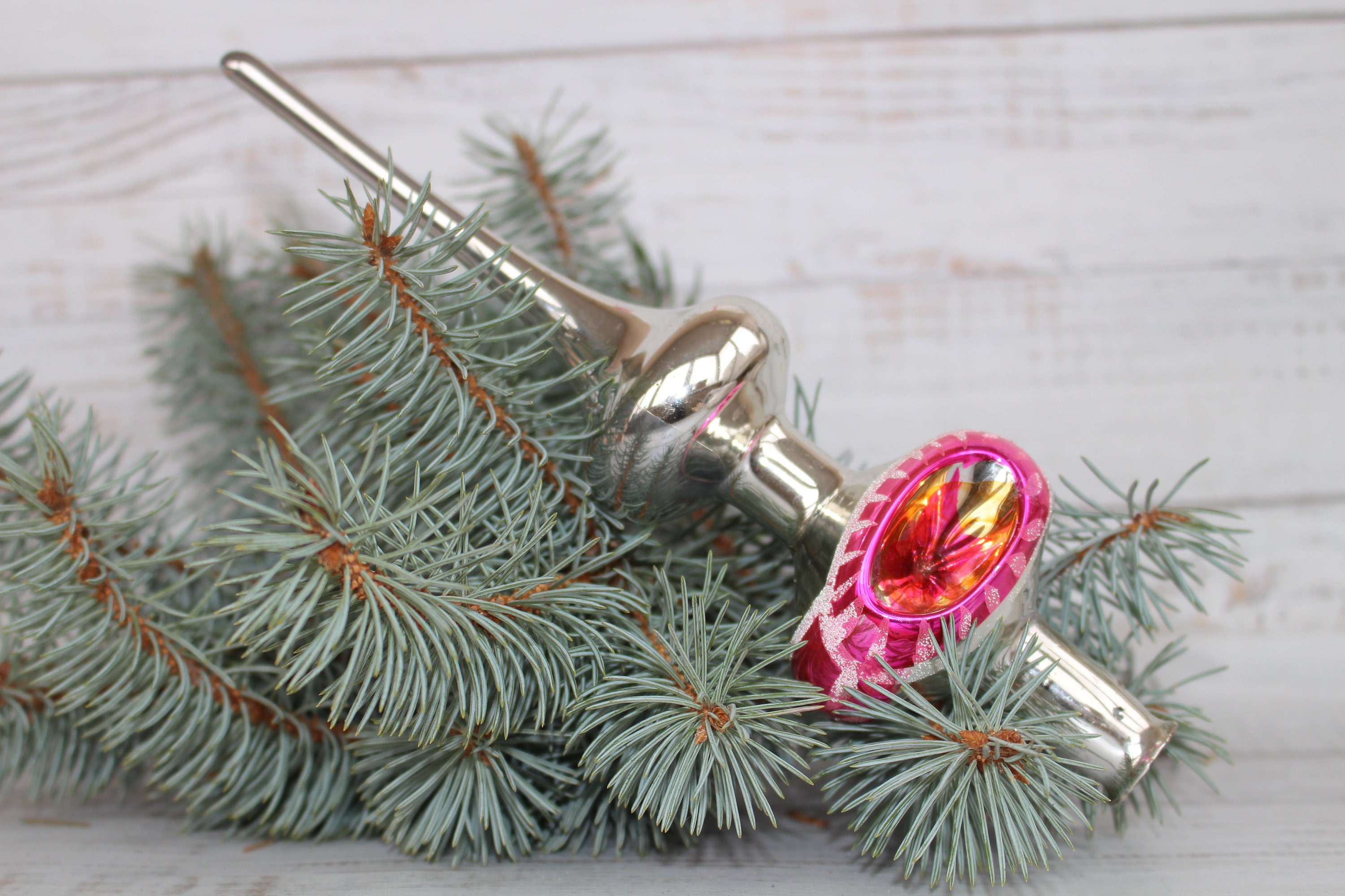 Vintage Christmas Topper Tree Decoration Treetop Glass Topper Etsy