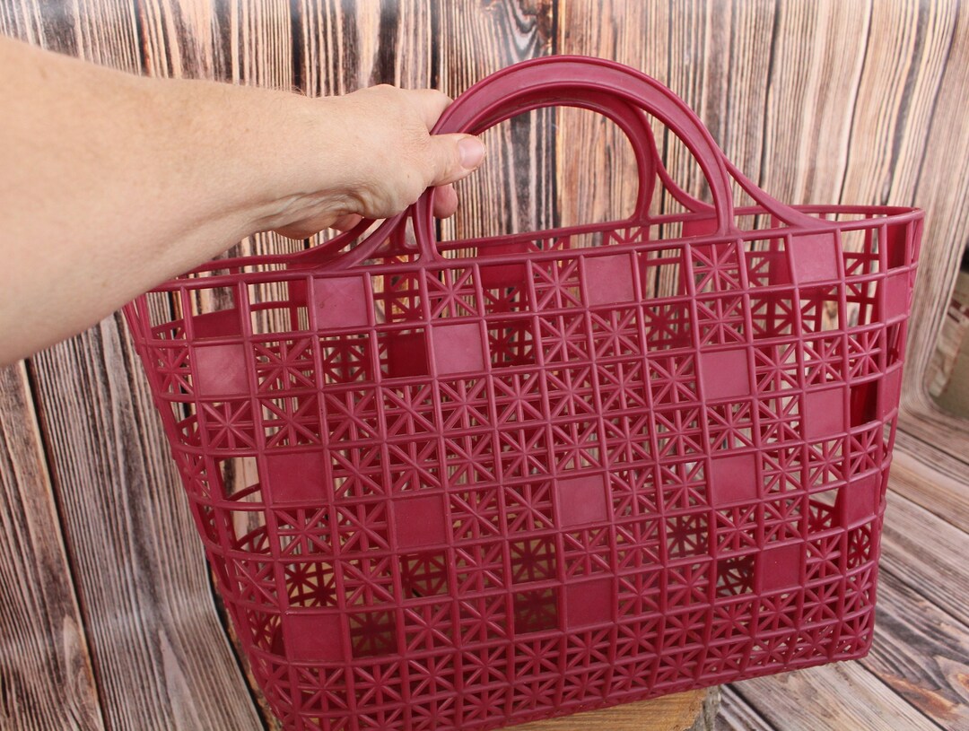 Vintage Plastic Bag Plastic Container Summer Bags Large Basket Etsy